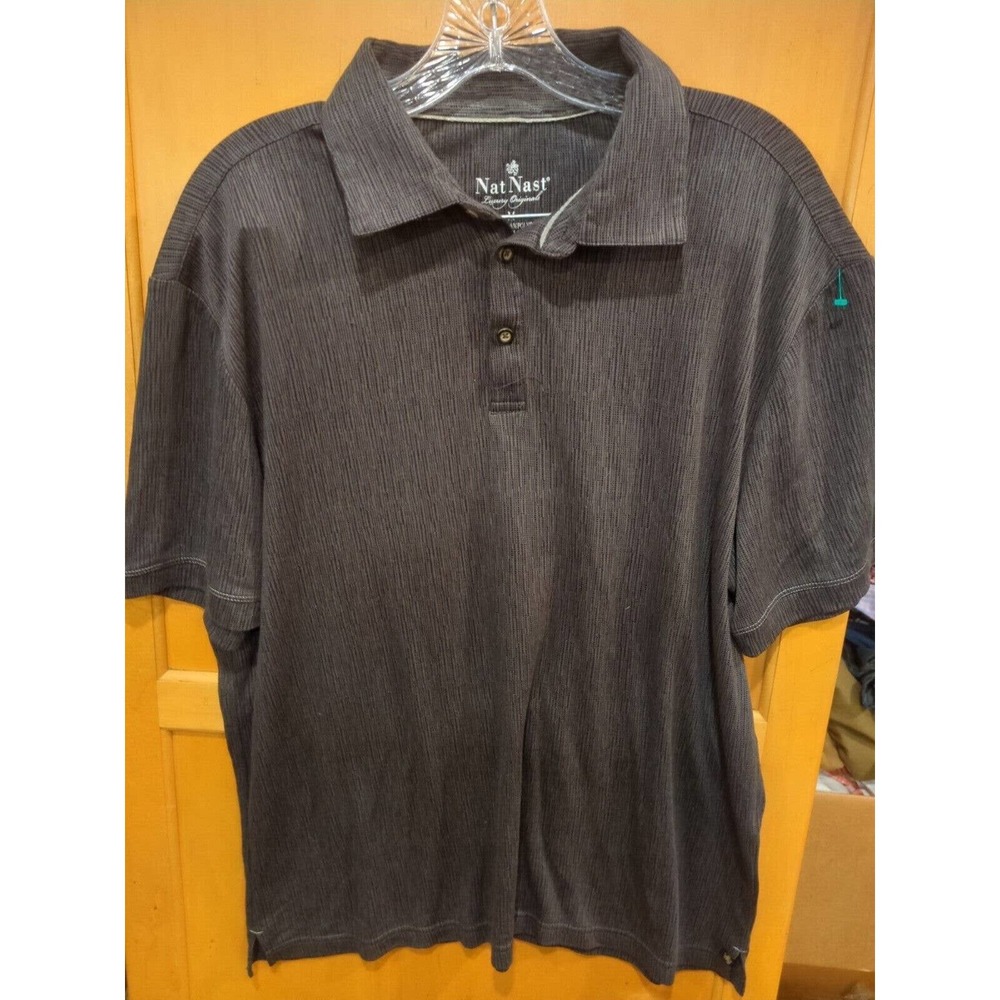 Nat Nast Shirt Mens Medium Dark grey modal blend short sleeve Polo Golf